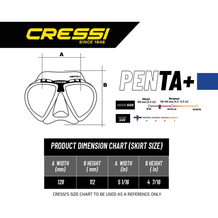Маска для підводного плавання Cressi Penta, універсальна, прозоро-синя