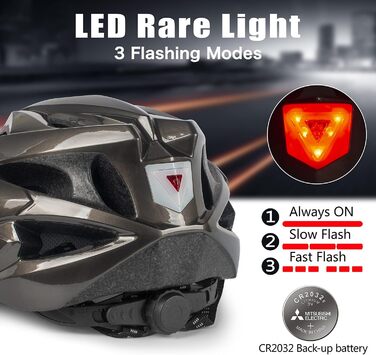 Велошолом Shinmax для чоловіків і жінок з візором, знімними окулярами, LED-підсвіткою, захистом, розмір 56-62 см, B-Titan, MTB/міський