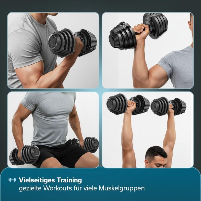 Набір гантелей Skandika Hanteln Paino: регульовані, 1.5-24 кг, штанга, гиря, диски. Для дому та спортзалу.