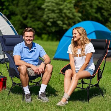 Складний туристичний стільчик Hochlehner з підголівником, 150 кг, чорний