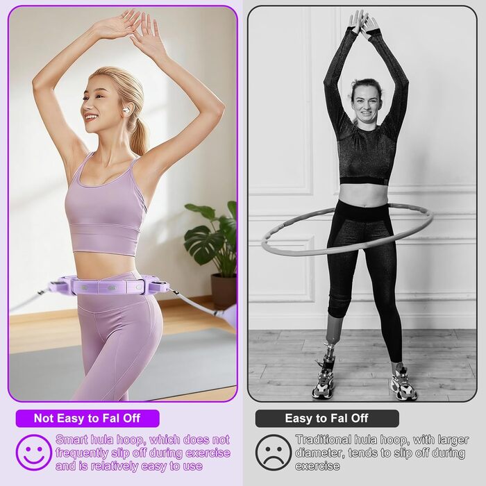 Розумний хулахуп для схуднення з обважнювачем та лічильником, 18 вузлів, розбірний, для жінок та чоловіків