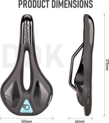 Сідло для велосипеда DDK Comfort Plus – М'яке сідло з Memory Foam – Зняття тиску та амортизація – Комфортне, м'яко стьоване сідло для чоловіків та жінок (MTB, шосе, міський велосипед)