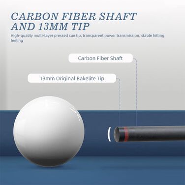 Білльярдний кий Konllen Heavy Hitter Break-Queue з карбону, 12.9 мм наконечник, для розбивання (Break-Queue), 3-х частинний, з можливістю перемикання на Jump-Queue