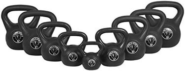 Kettlebell GORILLA SPORTS, пластикова гиря для фітнесу, різні ваги 2-20 кг, з/без підставки