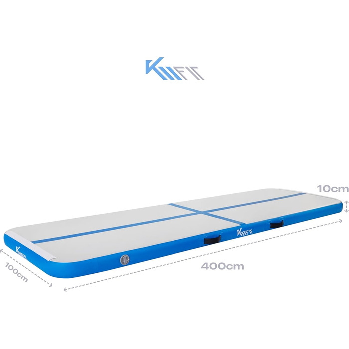 Надувний гімнастичний мат Airtrack KM Fit 4 м, чорний-червоний, з сумкою, електричним насосом та ремкомплектом, UV-стійкий, для фітнесу та тренувань