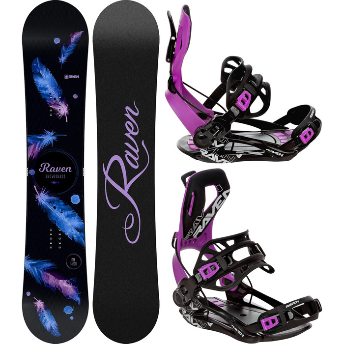 Сноуборд RAVEN Mia Black + Фіксуючі кріплення Fastec FT360 150 см + Fastec Fuchsia M