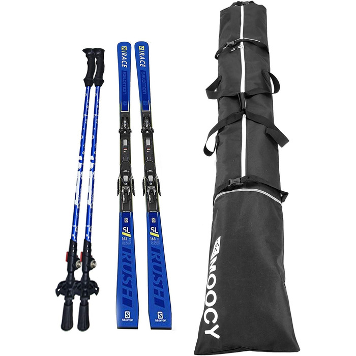 Чохол для лиж MOPHOEXII MOOCY: для подорожей літаком, підходить для лиж до 200 см, чорний з зеленим кантом