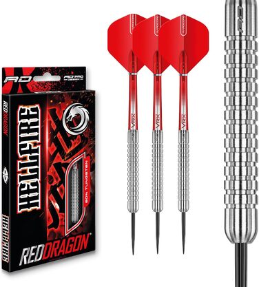 Професійний набір сталевих дартсів RED DRAGON Hell Fire A 24 г, 3 шт. з крилами і стрижнями
