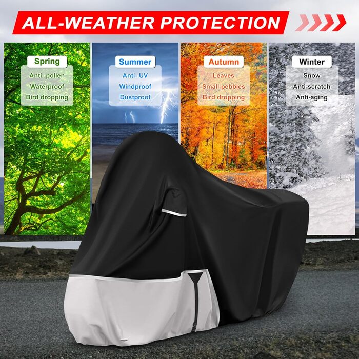 Водонепроникний чохол для мотоцикла Piaggio Vespa GTV GTS GT60/125/200/250/300 (з багажником) та MP3, 420D Oxford, водонепроникний