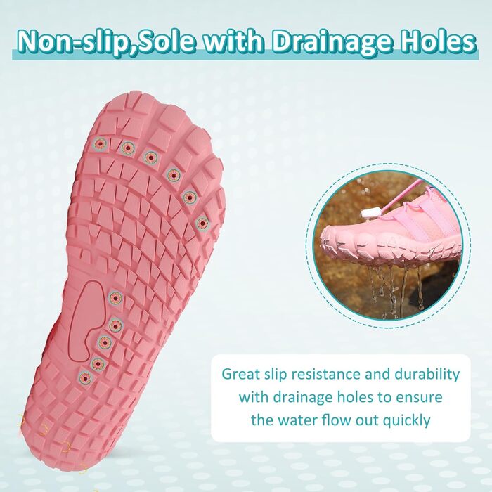 Зітоп Водні черевики для жінок та чоловіків, шкарпетки для плавання, шкарпетки для йоги, спортивні черевики для басейну, пляжу, серфінгу, дайвінгу (36-46 EU), білий, сірий, рожевий