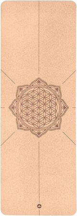 Йога-мат Bodhi з корку та натурального каучуку, 4 мм, екологічний, нековзкий, ідеально для хот-йоги, 185×66×0,4 см, різні мотиви
