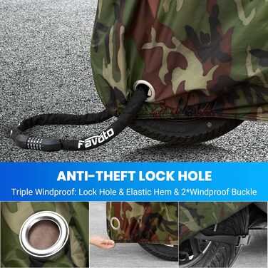 Водонепроникний чохол для мотоцикла Favoto XXL (245x105x125 см, 265x105x125 см) - чорно-камуфляжний