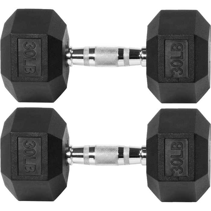 Гантелі Signature Fitness шестигранні, 13,6 кг, кольорові, з гумовим покриттям, набір 2 шт.