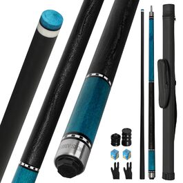 Кю Carbon Fiber CQ-BLUE-20: Професійний кий для більярду з карбону, 13мм шкіряний наконечник, кейс, захисти та крейда