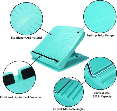 Регульована похила дошка JADE KIT для розтяжки, багатофункціональна слант-дошка для реабілітації, розтяжки литкових м'язів, ахіллового сухожилля, підошов, для вправ на ноги, синя