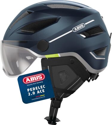 Велошолом ABUS Stadthelm Pedelec 2.0 ACE з підсвіткою, візором, захистом від дощу та вітру, для чоловіків і жінок