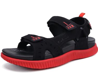 Чоловічі сандалі KuaiLu для трекінгу та відпочинку: ортопедичні, зручні, літні, пляжні, чорно-червоні, розмір 45 EU