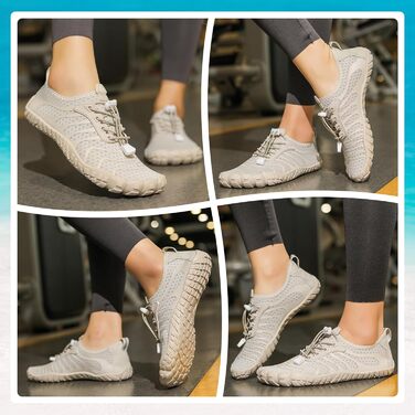 Водні черевики для плавання та відпочинку на пляжі: чоловічі та жіночі, швидко сохнуть, з дренажними отворами. Ідеально для моря, басейну, серфінгу, каякінгу та фітнесу. Унісекс, розміри 36-46 EU (38 EU, Бежевий)