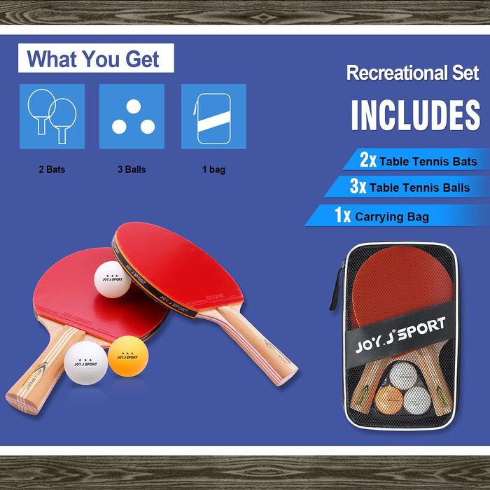 Набір для настільного тенісу S3: 2 ракетки, м'ячики, сітка. Підходить для дітей, початківців, сімей та професіоналів