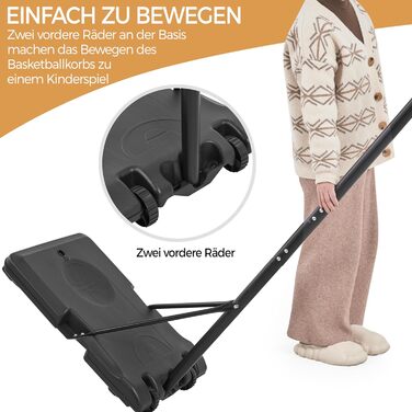 Регульована баскетбольна стійка Yaheetech з роликами, мобільна баскетбольна установка з можливістю заповнення водою або піском, підходить для використання в приміщенні та на вулиці, висота 216-246 см