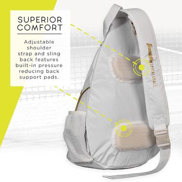 Рюкзак Franklin Sports для піклболу, біло-золотий – офіційна сумка US Open для чоловіків і жінок, підходить для екіпірування, ракеток, м'ячів та аксесуарів
