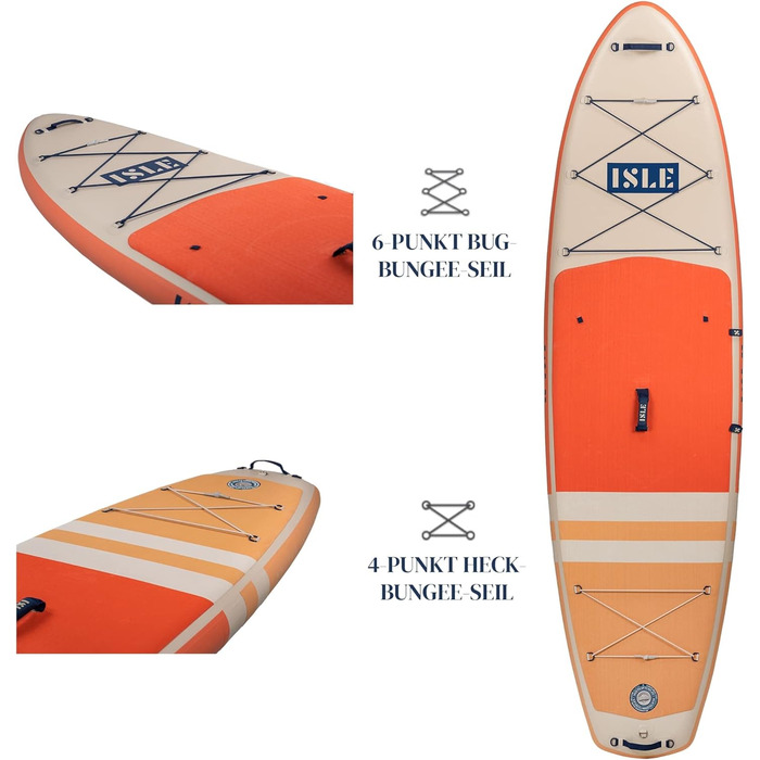 Надувна SUP-дошка ISLE Pioneer з комплектом: рюкзак, насос, весло, страховочний шнур, 3-плавникова система, для початківців, дизайн Каліфорнія