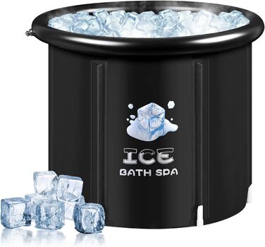Складана крижанa ванна Alupssuc з кришкою, 80 см, 320 л, ізольована переносна для кріотерапії та спорту, для дому та вулиці, чорна