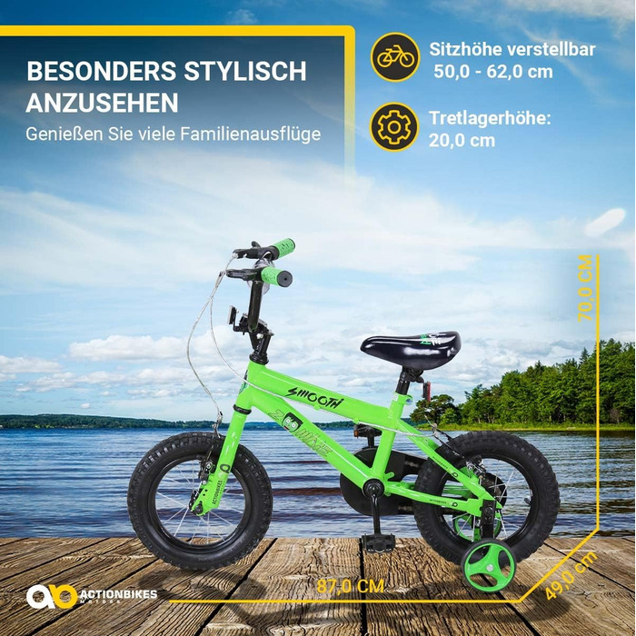 Дитяче велосипед Actionbikes Zombie 12/16/20 дюймів - V-Brake гальма, захистники, для дітей 2-9 років, для дівчаток та хлопчиків