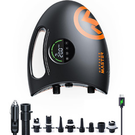 Насос OutdoorMaster Shark 2S для SUP: електричний, 88,8Wh, акумулятор, 20PSI, 8 насадок