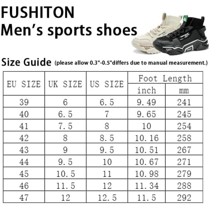 Чоловічі спортивні кросівки FUSHITON для занять фітнесом, бігу та активного відпочинку, чорного кольору, розмір 42 EU