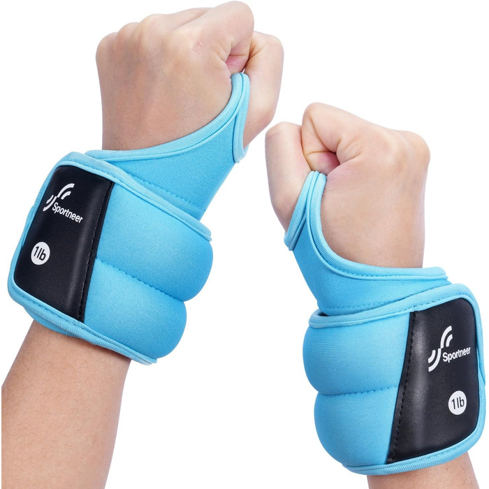 Набір вантажів для зап'ястя Sportneer (2 шт.) з петлями для великого пальця, синій