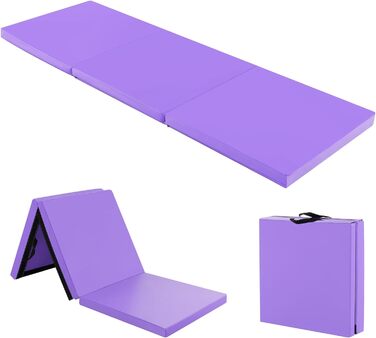 Складаний спортивний мат COSTWAY 180x60x5 см, водостійкий, нековзкий, для гімнастики, йоги та фітнесу, жовтий та рожевий