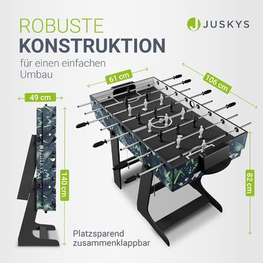 Дитячий багатофункціональний стіл Juskys 5in1 Ballzauber: пінг-понг, хокей, баскетбол, більярд, кікер - розкладний