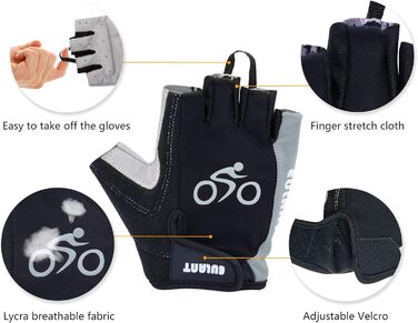 Велосипедні рукавички ONTYZZ для їзди на велосипеді, фітнесу та тренувань. Рукавички для жінок та чоловіків, сірі, розмір XL. Безпальцеві спортивні рукавички для кемпінгу та велоспорту.