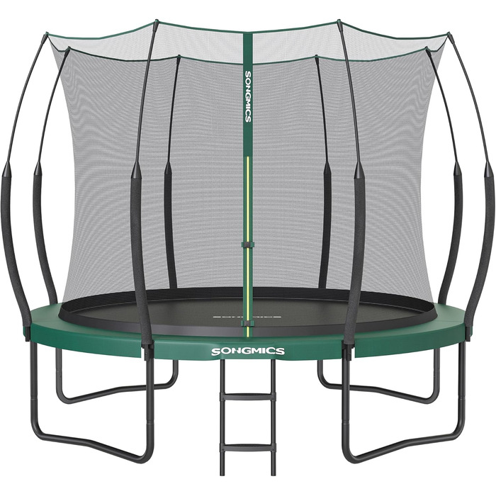 Трамплін SONGMICS Federloses Ø 244/305/366 см, Outdoor для дітей, з сіткою, склопластикові стійки, безпечний, тихий, зелений
