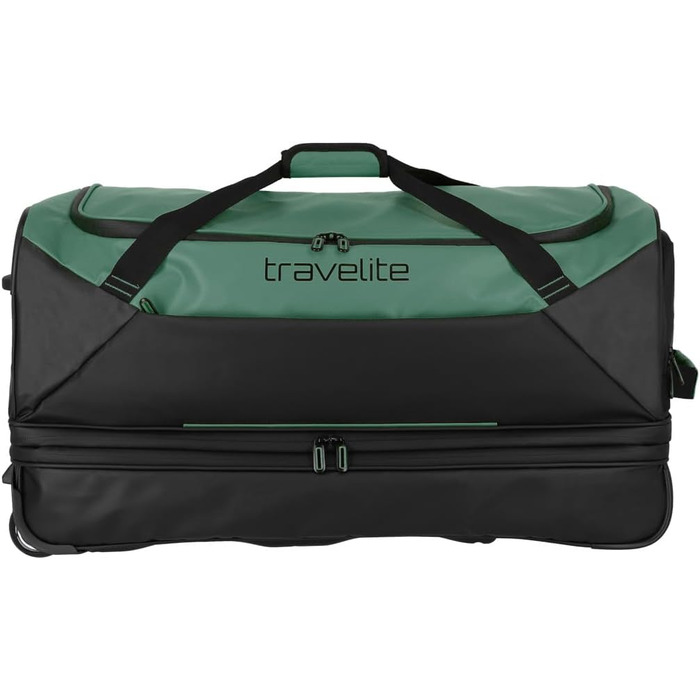 Дорожня сумка на колесах travelite, водостійка, м'яка, з розширенням, 70 см, 98-119 л, зелена
