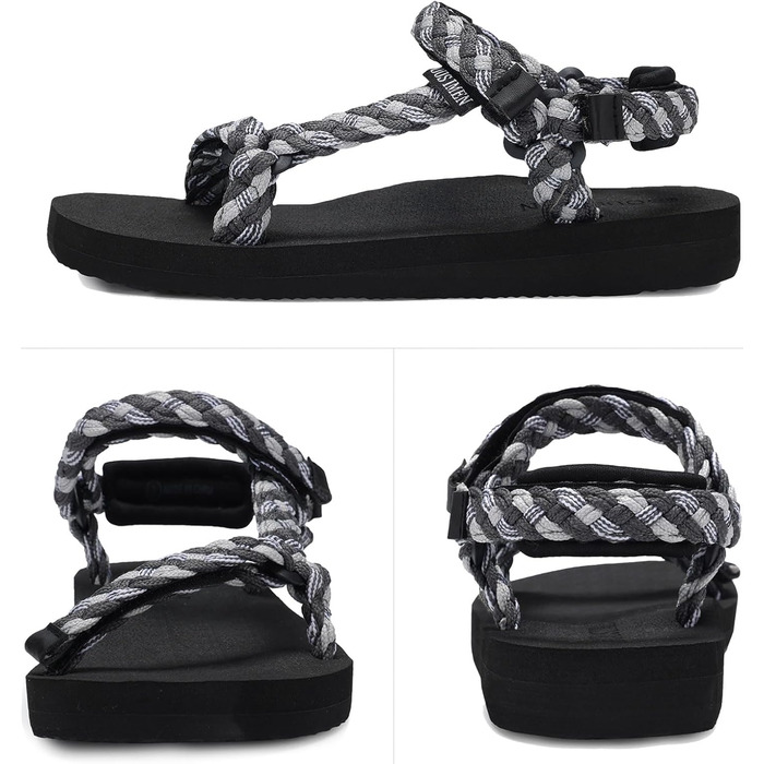 Спортивні сандалі OUSIMEN для жінок: піші прогулянки, йога, повсякденні, легкі, з підтримкою склепіння стопи, сірі (39 EU)