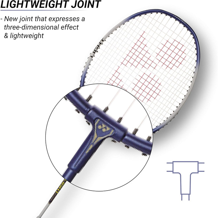 Yonex ZR 100 Легкі алюмінієві бадмінтонні ракетки з чохлом, набір 2 шт., вироблено в Індії