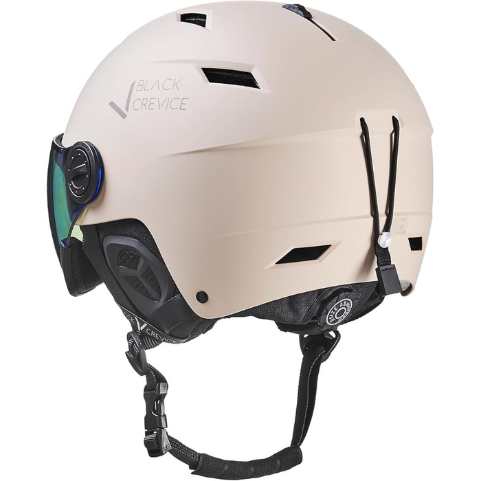 Чорний гірськолижний шолом BLACK CREVICE Kirchberg з візором та вентиляційними отворами - дихаючий шолом для чоловіків та жінок, колір simply taupe 2, розмір L (58-61 см)