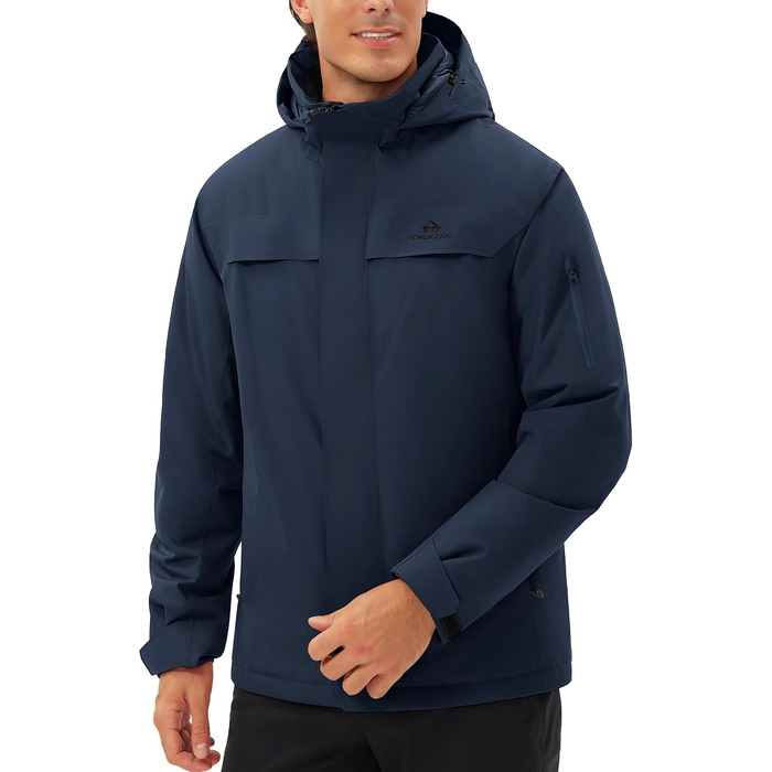 Чоловіча лижна куртка водонепроникна, тепла, дихаюча, для сноуборду та гірськолижного спорту, з капюшоном, Outdoor, темно-синій, розмір S