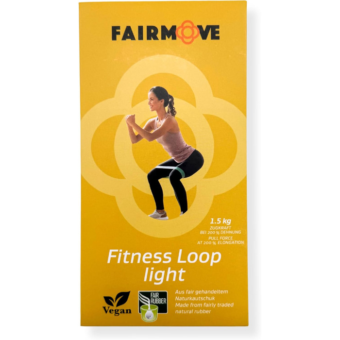 Гумові еластичні стрічки FAIR Move для фітнесу та йоги, 100% натуральний латекс, жовті (легкі, 1,5 кг опору)