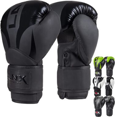 Боксерські рукавички LNX Nitro 10 Oz чорні для боксу, кікбоксингу, муай-тай, MMA, чоловічі, жіночі, дитячі, тренувальні
