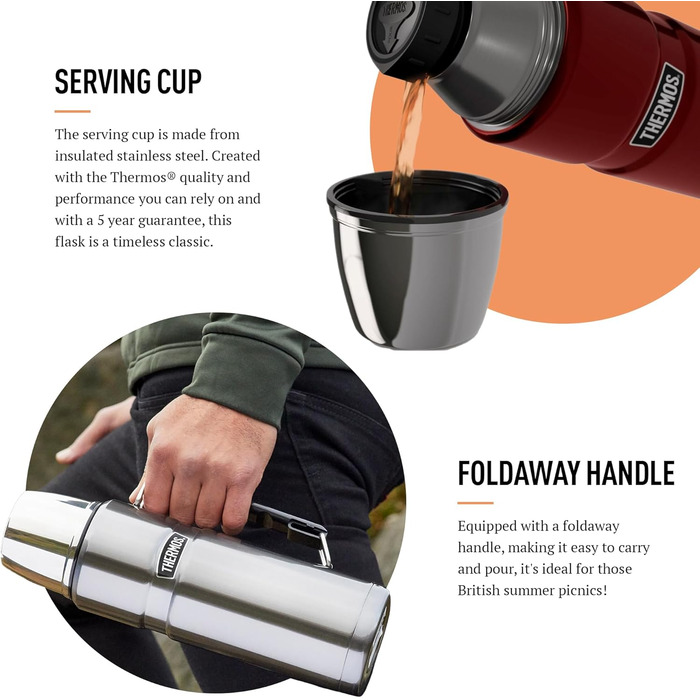 Термос Thermos Stainless King, нержавіюча сталь, коричневий, 1200 мл