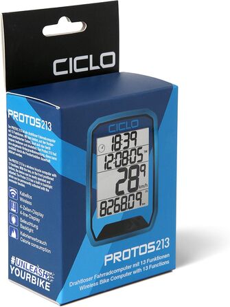 Бездротовий велокомп'ютер CICLO PROTOS 213, 13 функцій, синій