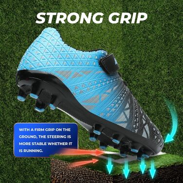 Дитячі футбольні бутси ASHION для футболу та активного відпочинку, розмір 32 EU, блакитно-чорні