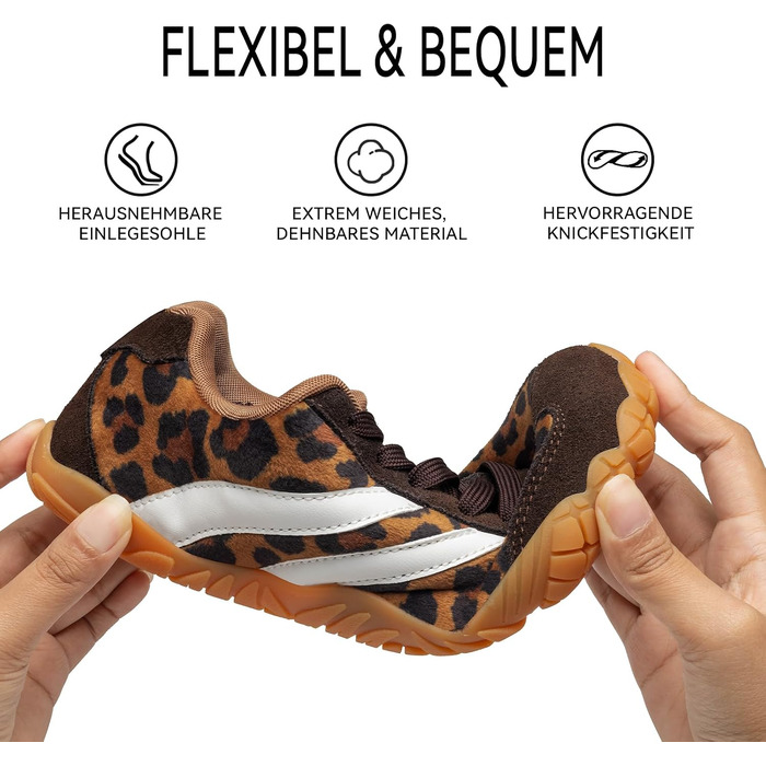 Босоніжні кросівки Retro Sneaker унісекс — легке мінімалістичне взуття для трейлу та прогулянок, дихаючі прогулянкові кросівки з антиковзаючим протектором, леопардовий принт, 40 EU