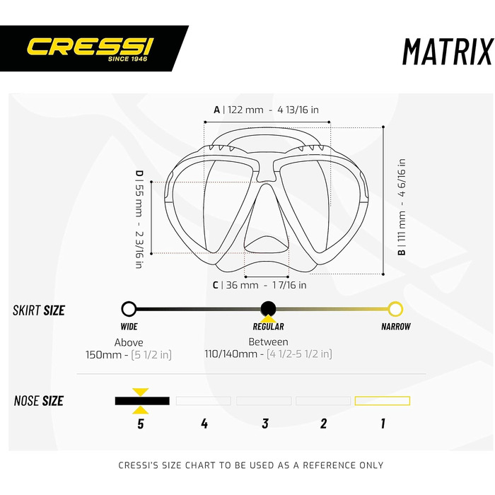 Маска для дайвінгу та снорклінгу Cressi Matrix, комплект маска + трубка Gamma, універсальний розмір, унісекс, чорна