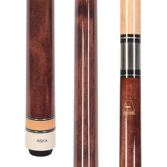 Більярдний кий ASKA L3 No Wrap, 147.3 см, канадський клен, тверда кінцівка, нержавіюча сталь, махагоні, 540 г