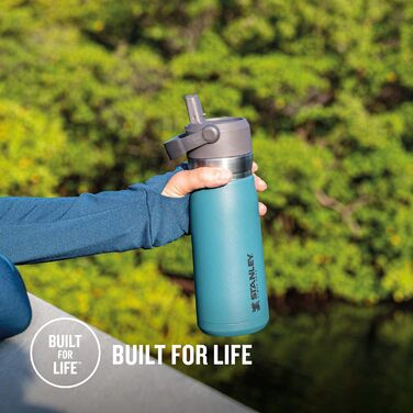 Термобутилка Stanley Iceflow Flip Straw з нержавіючої сталі, 0.65 л, з трубочкою, утримує холод 12+ годин, герметична, BPA Free, підходить для посудомийної машини, колір чорний