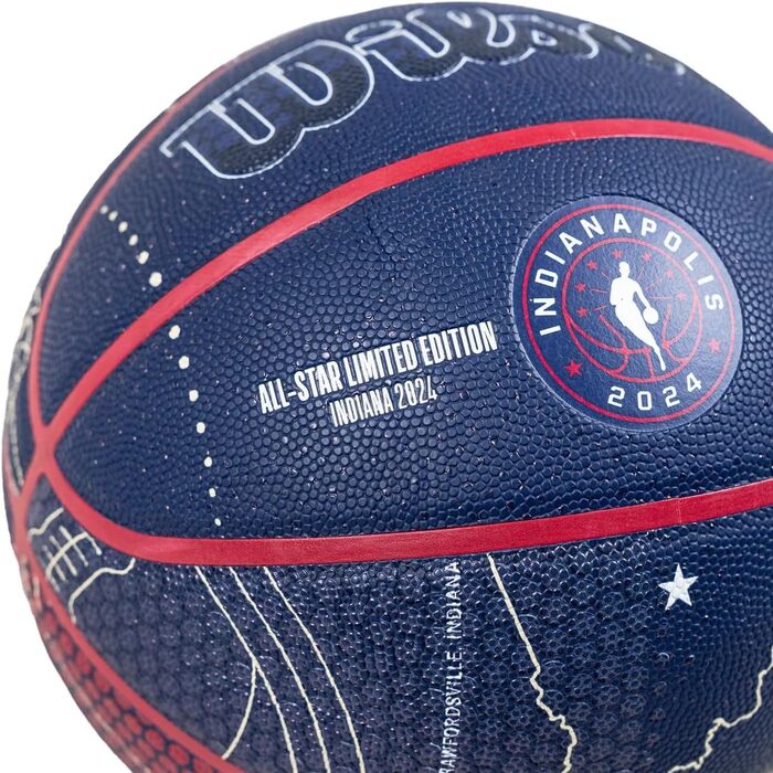 Баскетбольний м'яч Wilson NBA All-Star 2024 Indianapolis, колекційний, розмір 7, для дорослих, темно-синій